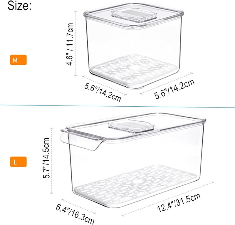 Slideep Food Storage Containers Produce Saver with Lids  Stackable Refrigerator Freezer Organizer Bins with Removable Drain Tray  Fridge Fresh Keeper for Veggie  Berry  Fruits  Vegetables 3 Pack - Image 4